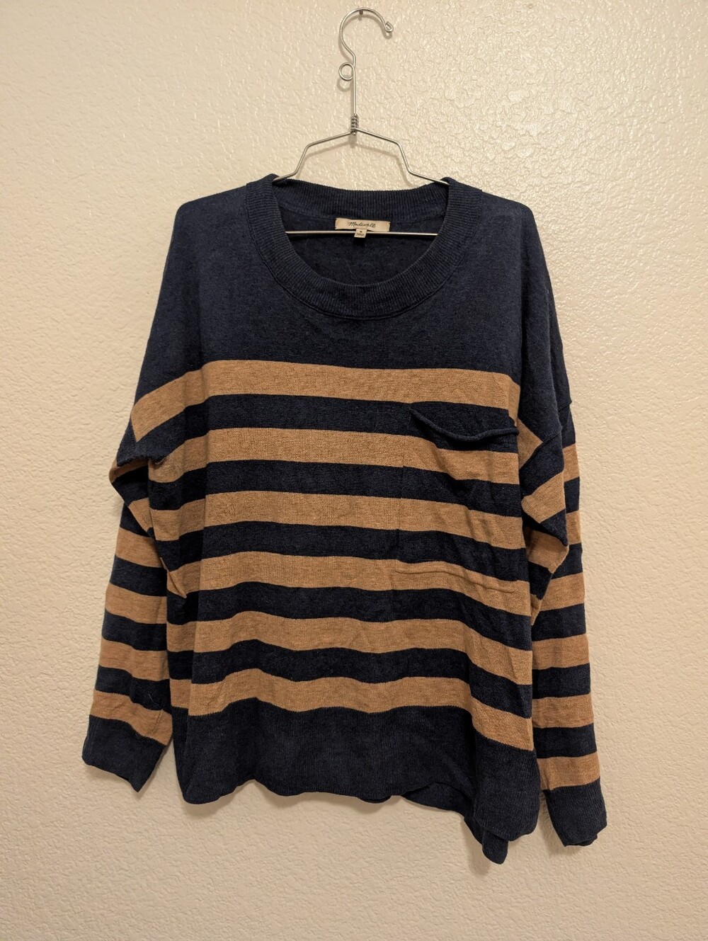 Madewell Striped Crewneck Sweater Linen Blend Medium